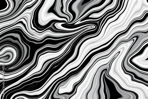 Marbled Abstract Pattern Swirling Black White and Gray Lines