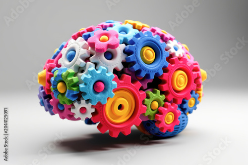 Colorful Gear Brain Concept for Innovation and Thinking
