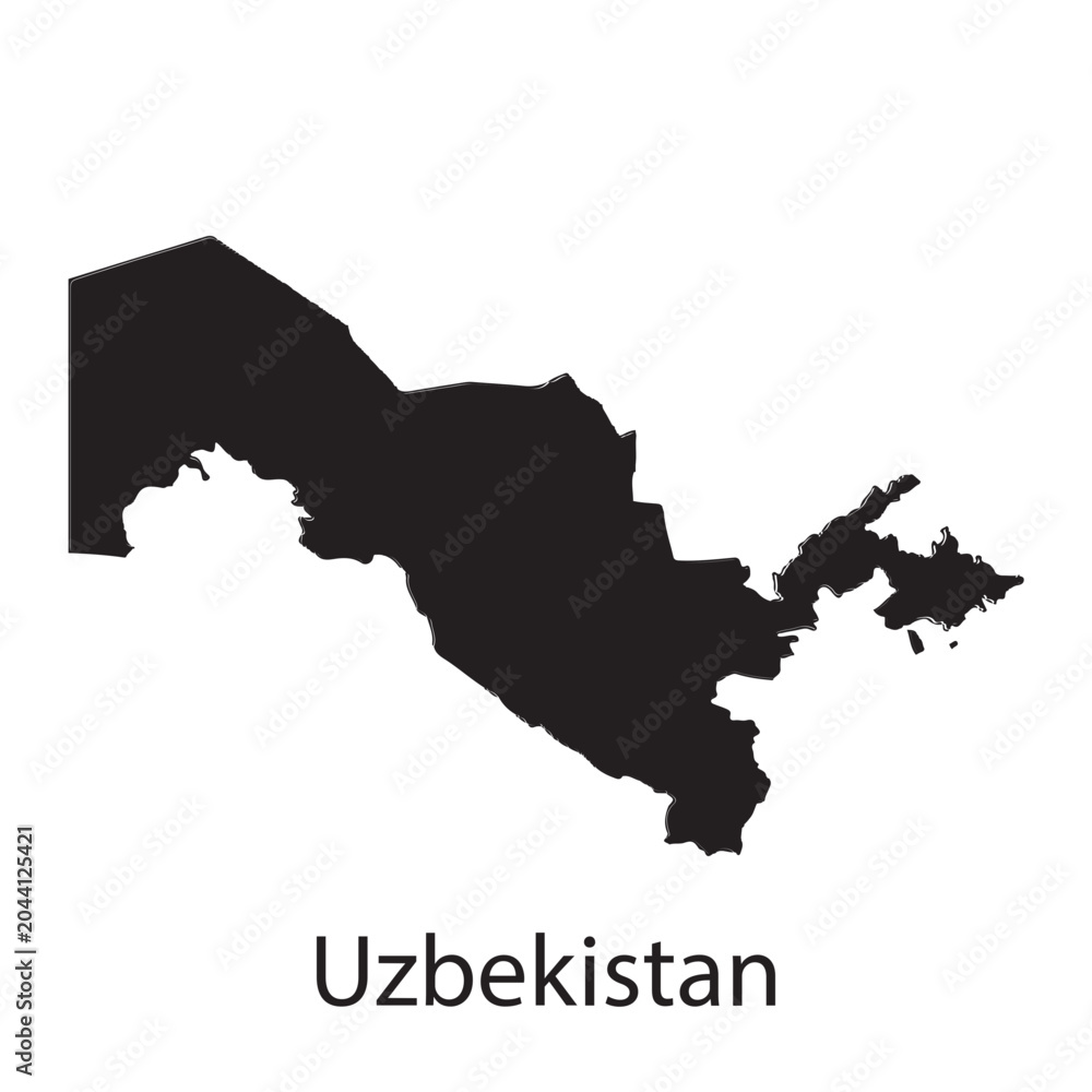 Fototapeta premium Uzbekistan map and country name illustration