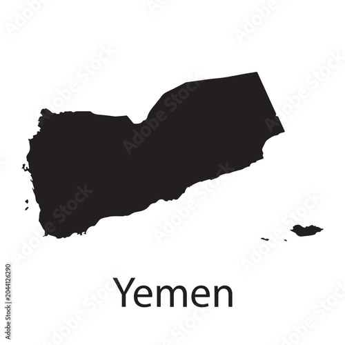 Map of Yemen Silhouette with Country Name Below
