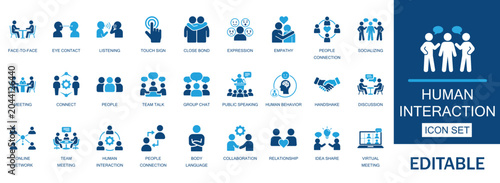 Fotografie Human interaction and social behavior icon set