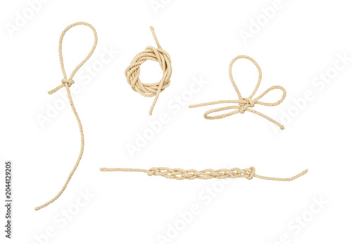 Photos Four rope knots and loops arranged On Transparent Background: a simple loop with