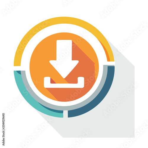 Download Icon with Circular Design and Long Shadow