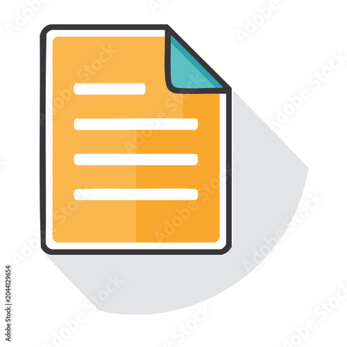 Flat design icon of a document with text