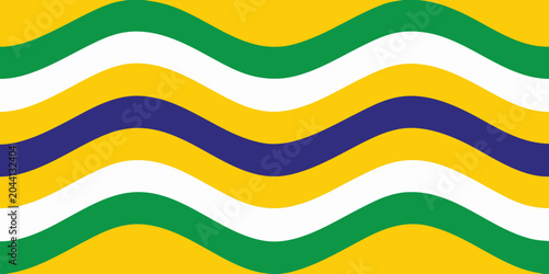 Obraz na plátně Wavy pattern with green yellow and blue stripes vibrant brazilian style