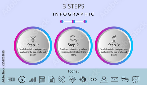 3 Step Timeline Infographic Template For Project Planning