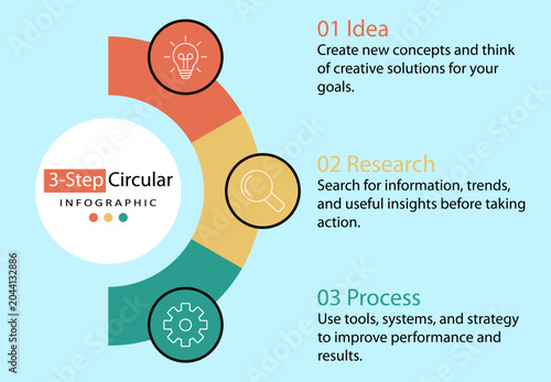 Half Circle Infographic 3 Template For Presentation