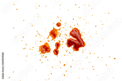 Φωτογραφία Dynamic abstract image featuring vibrant red Tomato Ketchup splatters of various