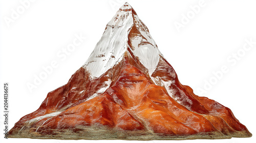 Textured mountain peak with snow cap mountain isolated background elevation