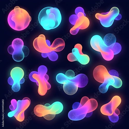 Modern Mesh Gradient Shapes Set