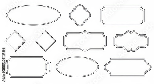 Set of nine decorative seamless frame borders in black and white