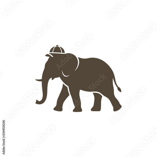 Billede på lærred Elephant Wearing Safari Explorer Pith Helmet Illustration for Adventure Travel D