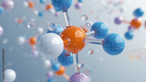 Abstract visualization of colorful molecular structures in space