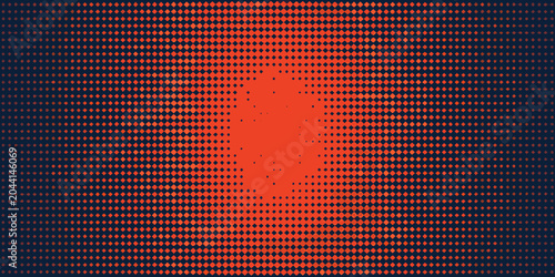Quadro su tela Radial halftone grid pattern with gradient red and black color scheme