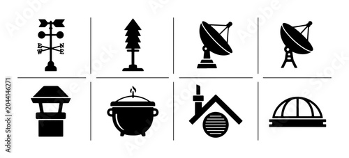 Foto Weather Station, Satellite Dish, Chimney, and Pot Icons: Meteorological, Communi
