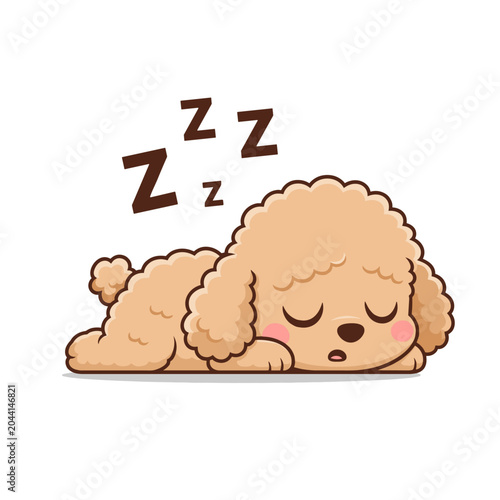 lazy sleeping poodle dog cartoon cute sticker
