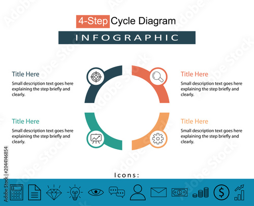 4 Step Cycle Diagram Infographic Template For Business