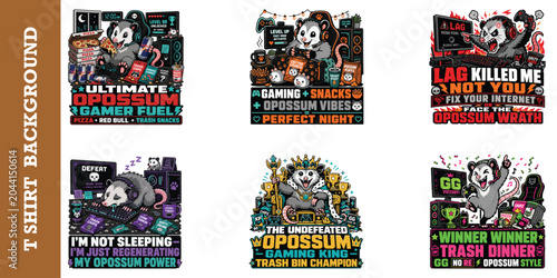 Fotografía Ultimate opossum gaming vibes set with king of the trash bin and late night snack energy