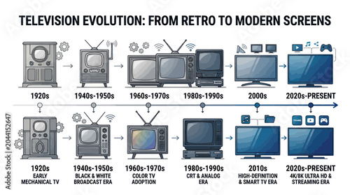 Tableau sur toile Evolution of Television: From Retro Mechanical to Modern Smart Screens