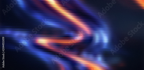 A vibrant abstract image with swirling blue and orange lights on a dark background