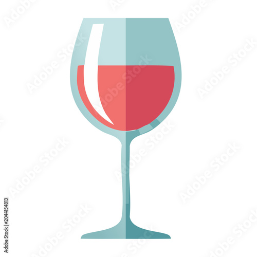 Flat design illustration of a glass of red wine