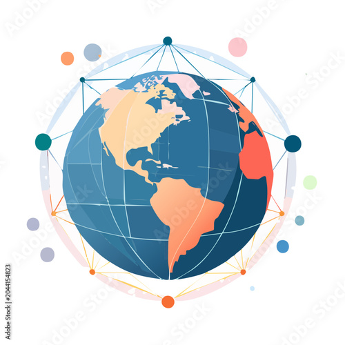 Earth globe with network connections and dots