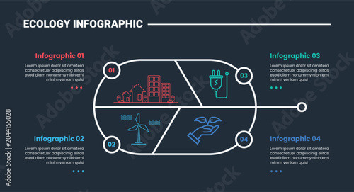 Foto Ecology environment infographic process diagram with falling tree with line part