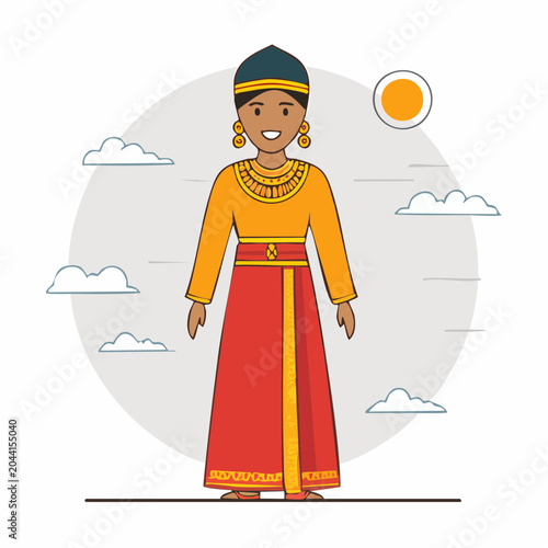 Illustration of a person in traditional attire