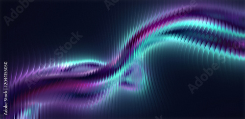 A vibrant abstract image featuring swirling purple and blue lights on a dark background