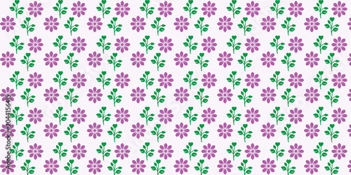 Seamless floral pattern with pink flowers and leaves Vector