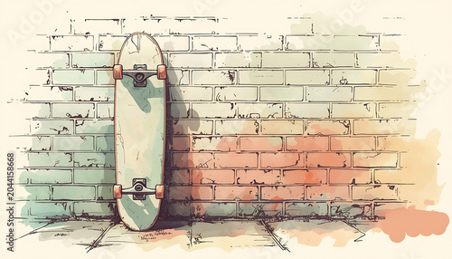 skateboard illustration on the wall