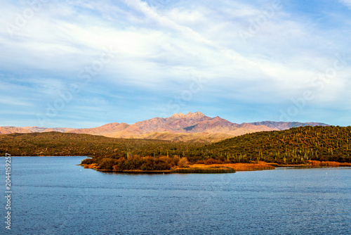 Butcher Jones Trail Overlook in Saguaro Lake Toward Four Peaks Mountains