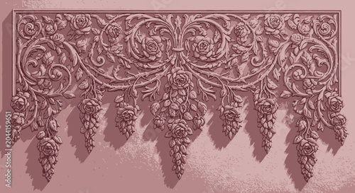 ornate baroque decorative plaster molding with floral motifs.