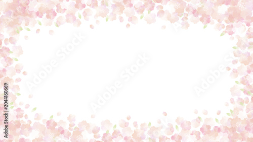 Bild auf Leinwand 透明感のある水彩風　ピンクの桜のフレームイメージ