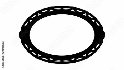 Obraz na płótnie Tribal circular ornament silhouette with ethnic decorative pattern black and whi