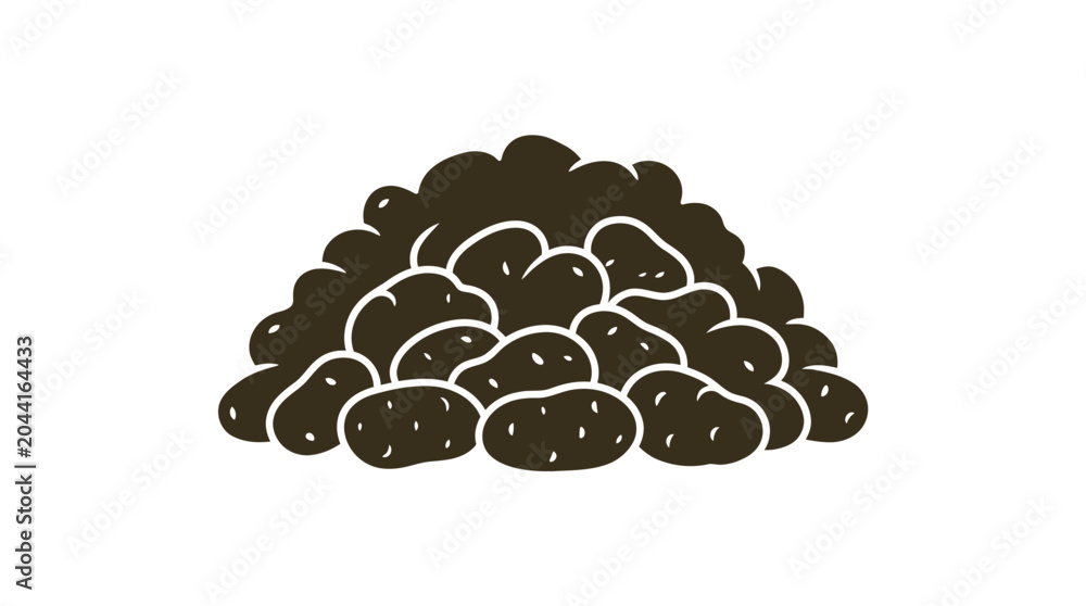 Αυτοκόλλητο A simple flat vector illustration of a large pile of brown potatoes