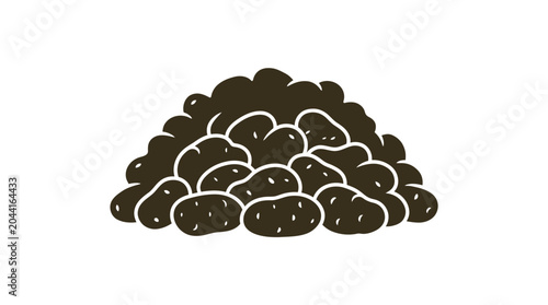 Fotografija A simple flat vector illustration of a large pile of brown potatoes
