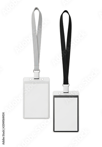 Lanyard with badge holder and card slot isolated on transparent background