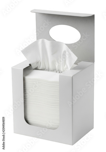 Tissue paper box with tissues inside isolated on transparent background