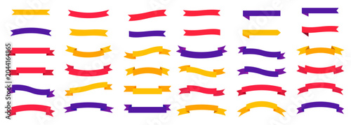 Colorful Vector Ribbon Banners. Set of Ribbons Banners with Label, Tag and Quality Badges. Banners set and colorful Ribbon, isolated on white background. Ribbon Banner in modern simple flat design