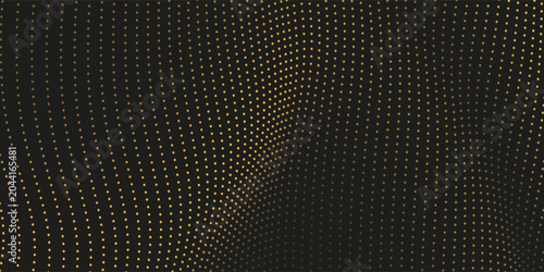 minimalist 3D golden waves abstract background, on dark space with dotted lines effect decoration creative transprancy geometric ilustrations.
