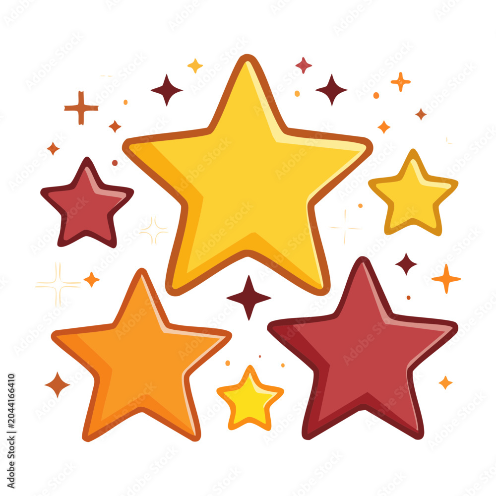 Obraz premium Collection of Cartoon Stars with Sparkles