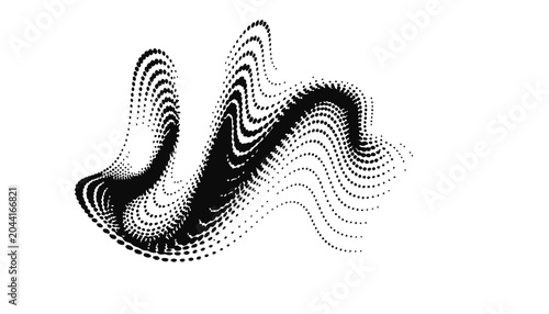 Abstract Black Dot Wave Pattern on White Background