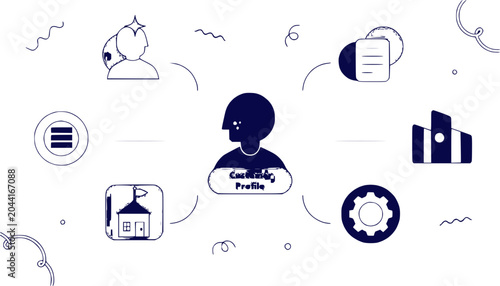 Business Network Concept: Central Profile Connecting Services and People