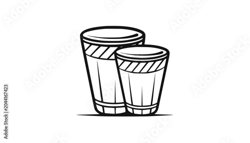 Two Conga Drums - Hand Drawn Style Illustration