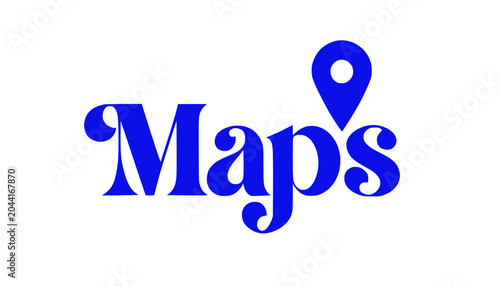 Maps Word with Location Pin Icon