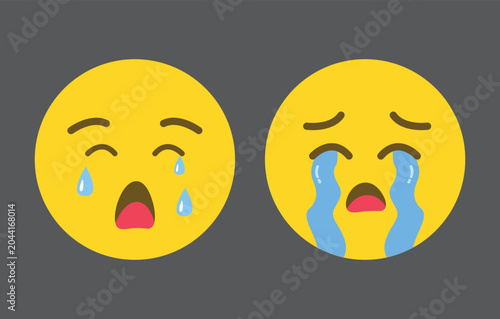 Crying face emoji illustration. Sad emotional expression icon design.