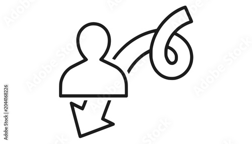Personal Growth and Transformation Icon: Human Figure with Arrow and Swirl