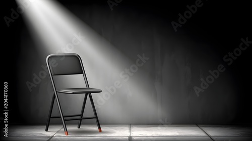 setup with black background and spotlight on presenter
