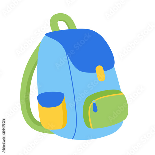 Cute Flat School Backpack Illustration for Back to School Concept